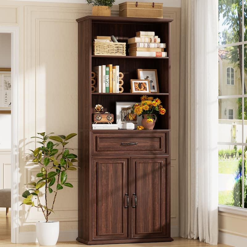 Farmhouse 25'' Kitchen Pantry Cabinet with Drawer ＆ Doors, Freestanding Cupboard with Storage Shelves for Kitchen, Dining Room