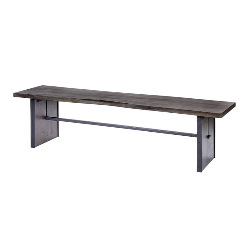 HomeRoots Rectangular Indian Mango Woodbrown Tone Finish W Metal Cladding On The Base Dining Bench