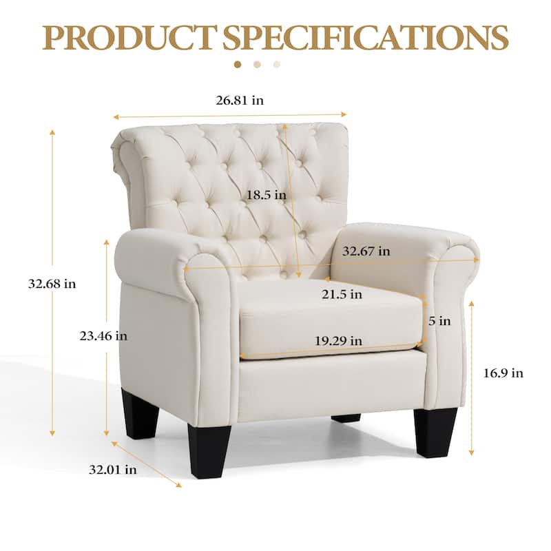 Accent Club Chair Comfortable Single Sofa Chair Indoor Seating with Arms & Padded Seat