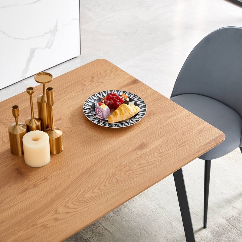 Rectangle MDF Dining Table With Metal Frame - Brown