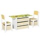 preview thumbnail 2 of 7, Qaba 2-in-1 Activity Table and Chair Set, Modern Kids Writing Desk Set, Bricks and Roads Style Table and Chair Set, White