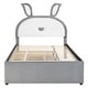 preview thumbnail 45 of 46, Upholstered platform bed with headboard with shelves and drawers