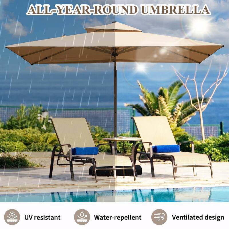 Aluminum Patio Umbrella - 360° Rotation, Hydraulic Lift
