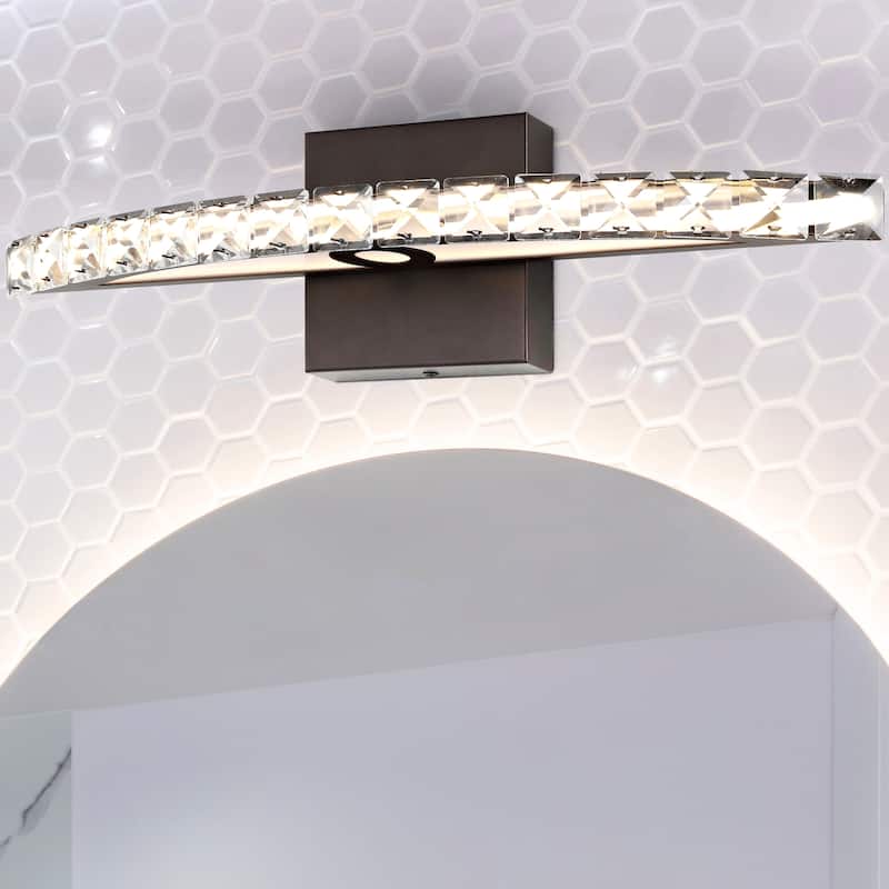 Emerson 18" 1-Light Bohemian Industrial Iron/Acrylic Integrated LED Vanity Light, Oil Rubbed Bronze/Clear by JONATHAN Y - Oil Rubbed Bronze/Clear