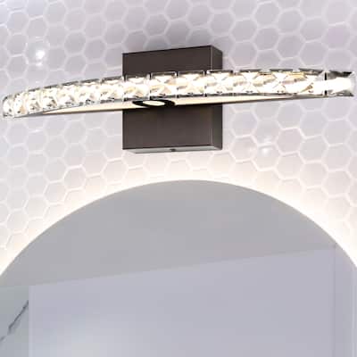 Emerson 18" 1-Light Bohemian Industrial Iron/Acrylic Integrated LED Vanity Light, Oil Rubbed Bronze/Clear by JONATHAN Y
