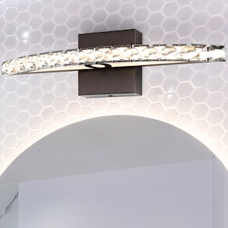 Emerson 18" 1-Light Bohemian Industrial Iron/Acrylic Integrated LED Vanity Light, Oil Rubbed Bronze/Clear by JONATHAN  Y