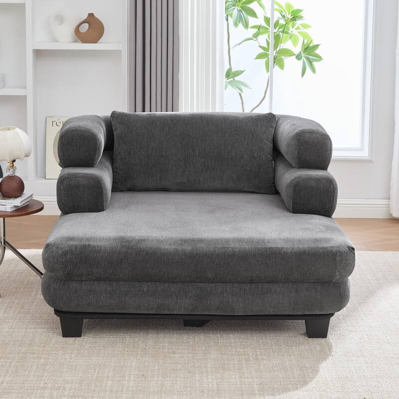 Oversized Chaise Lounge 52.4" Modern Comfy Lounger Chenille Upholstered Sofa Bed