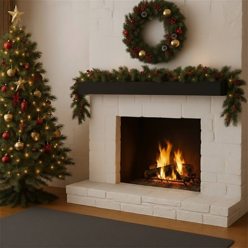 72" Fireplace Mantel Fir Wood Wall-Mounted & Floating Shelf