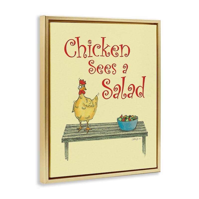 Stupell Chicken Salad Vintage Pun Framed Floater Canvas Wall Art Design By Roger Straub