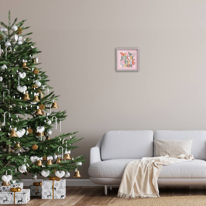 Stupell Pastel Merry & Bright Phrase Framed Giclee Art Design By Sarah Hickman