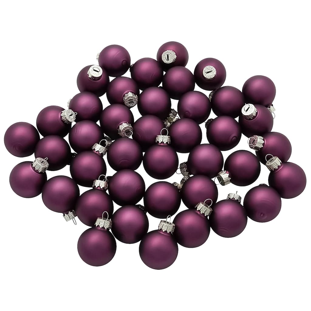 Matte Finish Glass Christmas Ball Ornaments 1.25" (30Mm) Purple 40Ct