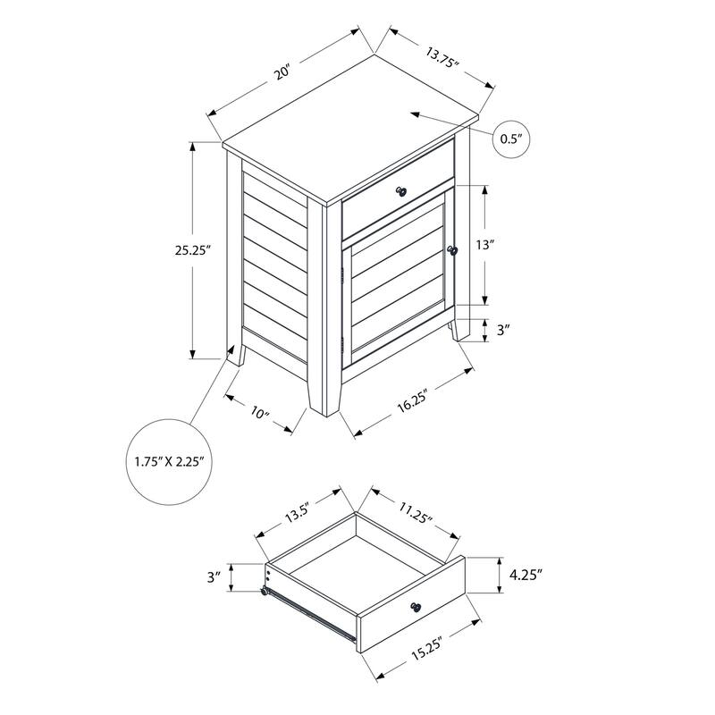 Accent Table, Nightstand, Storage Drawer, End, Side Table, Bedroom, Lamp, Storage, Black Veneer, Transitional