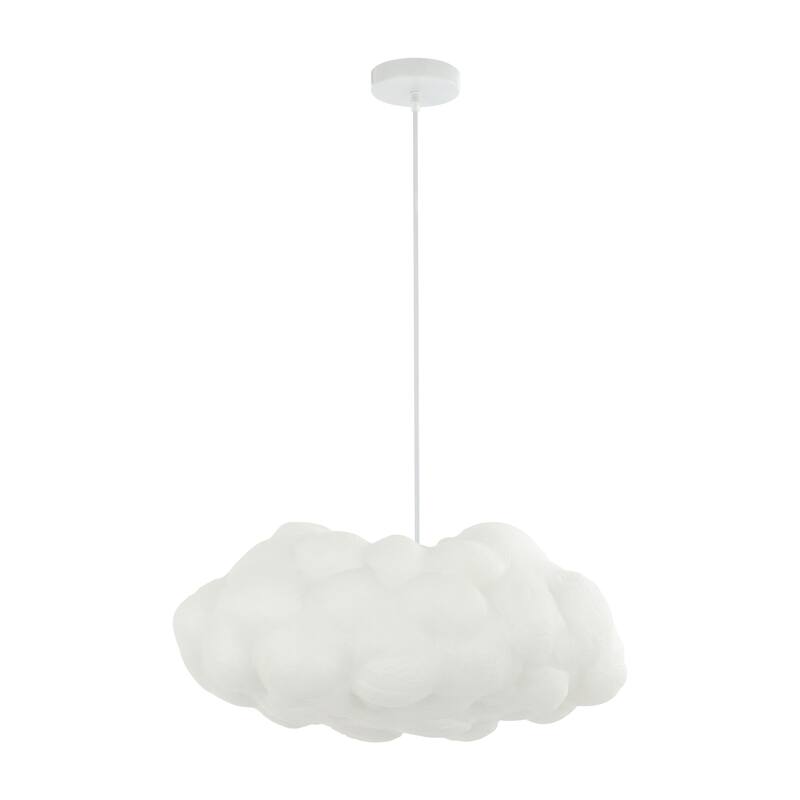 Homer 23" 2-Light Modern Contemporary Silk LED Cloud Pendant, White by JONATHAN Y