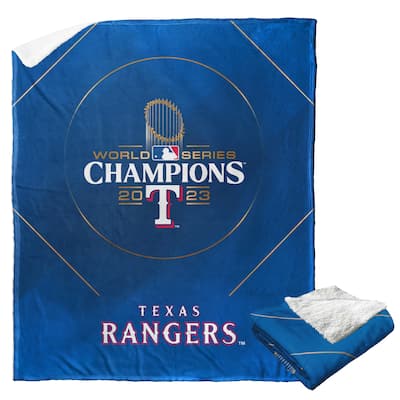 MLB 2023 World Series Champions Glory Texas Rangers Silk Touch Sherpa Throw Blanket