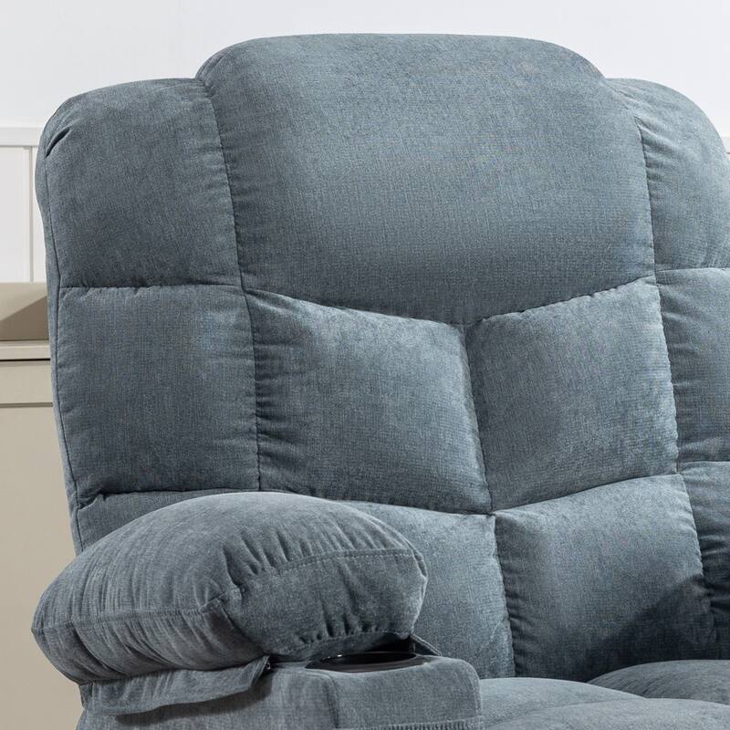 Manual Massage Recliner Chair, Overstuffed Rocker Chairs with Heat and 2 Cup Holders & USB Charge Port, for Living Room