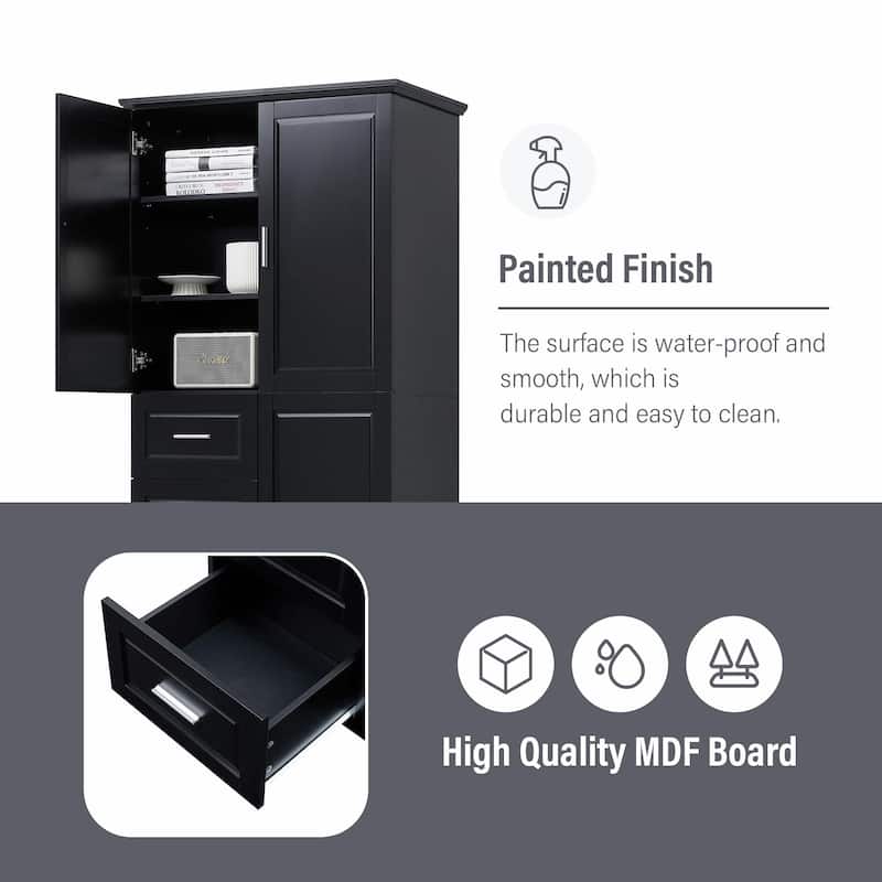 Tall and Wide Storage Cabinet with Doors and Three Drawers