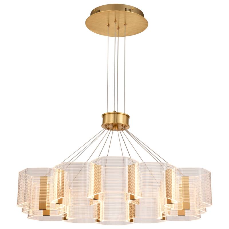 Kenzo LED 12 Light Chandelier Polished Anodized Bronze Finish Light Guide Panel - Polished Anodized Bronze