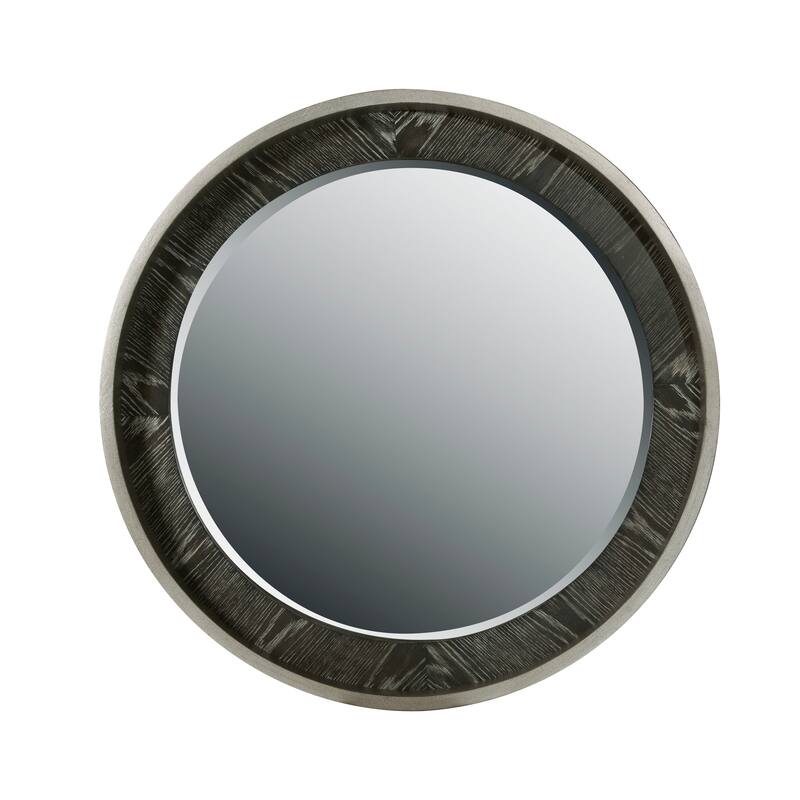 Eve Round Beveled Mirror - Black/Silver - 40"W x 3"H x 40"D