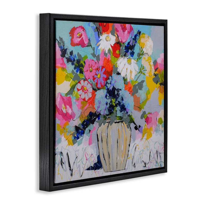 Stupell Modern Bright Bouquet Framed Floater Canvas Wall Art Design By Joan Curtis