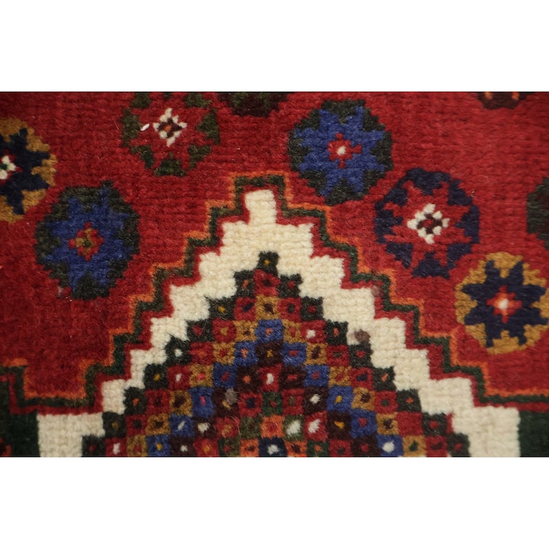 Hand Knotted Oriental 100% Wool Carpet Traditional Tribal Red Shiraz Area Rug - 6' 0'' X 4' 1''