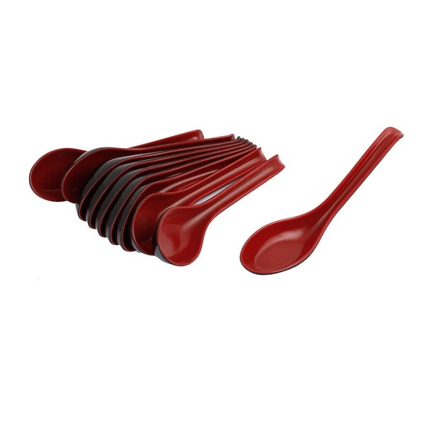 Unique Bargains 10Pcs 6.3"Long Plastic Rice Soup Porridge Spoons - Red - 6.3" x 1.7" x 0.59" (L*W*Depth). Opens flyout.