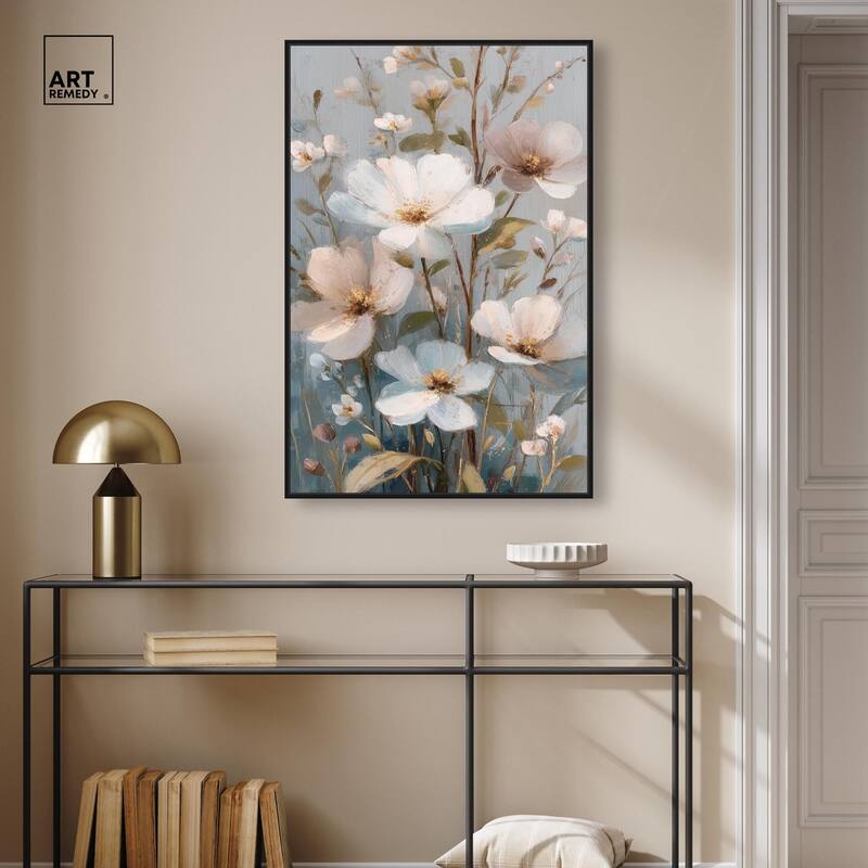 Vintage White Meadow Canvas by Art Remedy