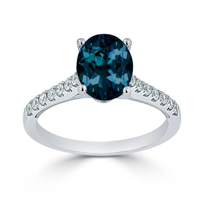 Auriya 1 1/2ct Fancy Oval London Blue Topaz and Diamond Engagement Ring 1/4ctw 14k Gold