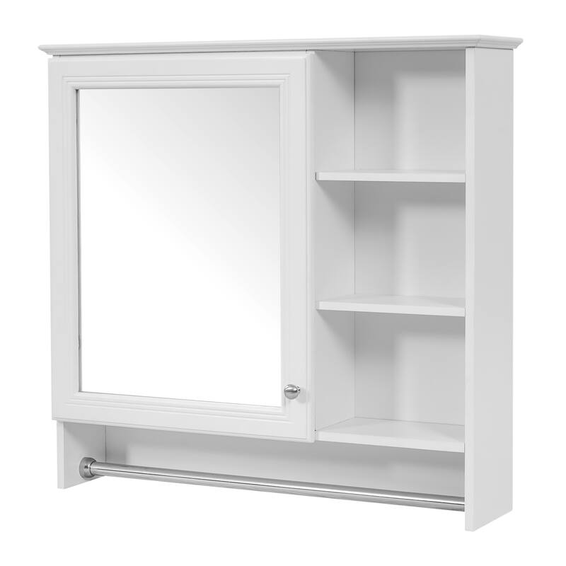 Roomfitters 30 Inch Wall Mount 2-in-1 Mirror Cabinet, Storage Organizer with Adjustable Shelf & Soft Close Hinges