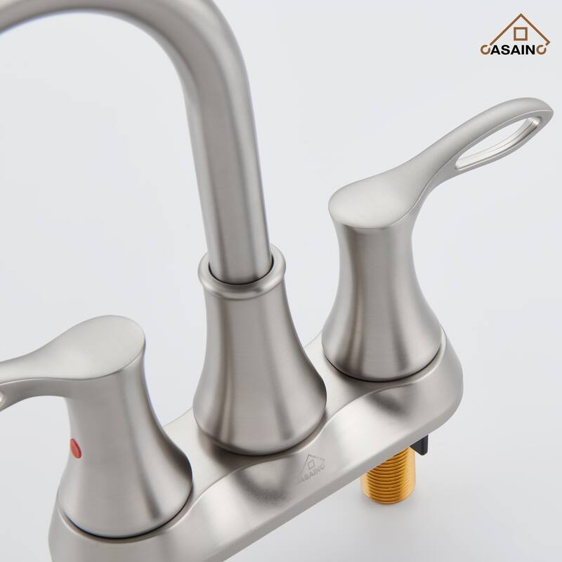 4 in. Centerset Double Handle Bathroom Faucet with Drain Kit Included