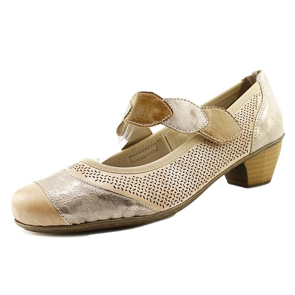 Women Round Toe Leather Nude Mary Janes 