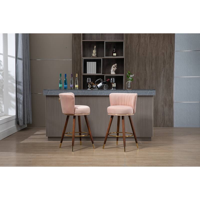 Counter Height Bar Stools Set of 2 for Kitchen Counter Solid Wood Legs