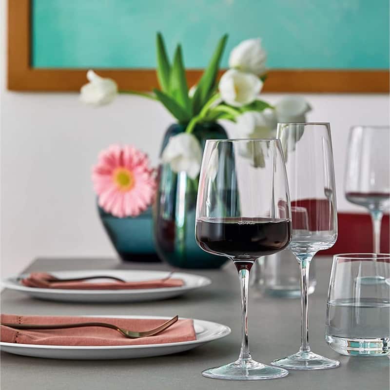 Bormioli Rocco Set of 4 Planeo Rosso Red Wine Glasses - 15.25 oz