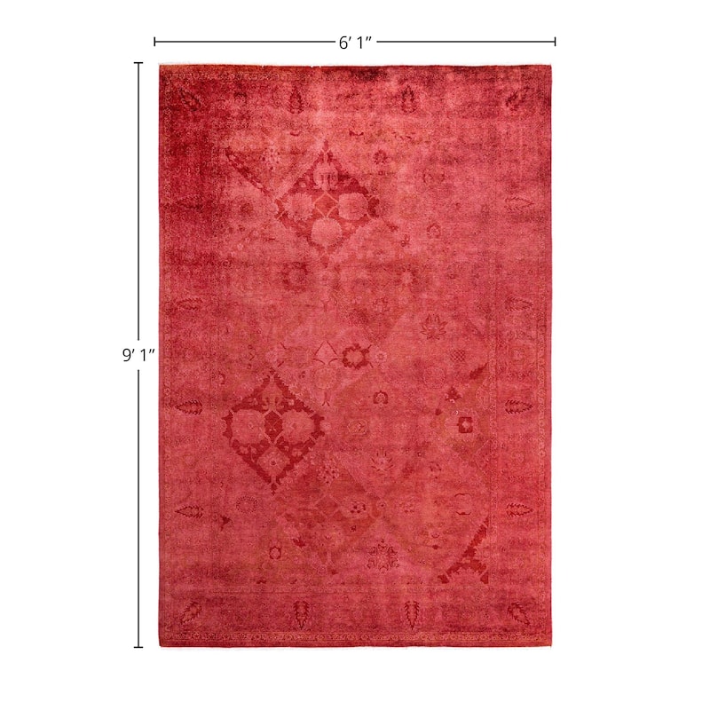 Overdyed, One-of-a-Kind Hand-Knotted Area Rug - Pink - 6' 1" x 9' 1"