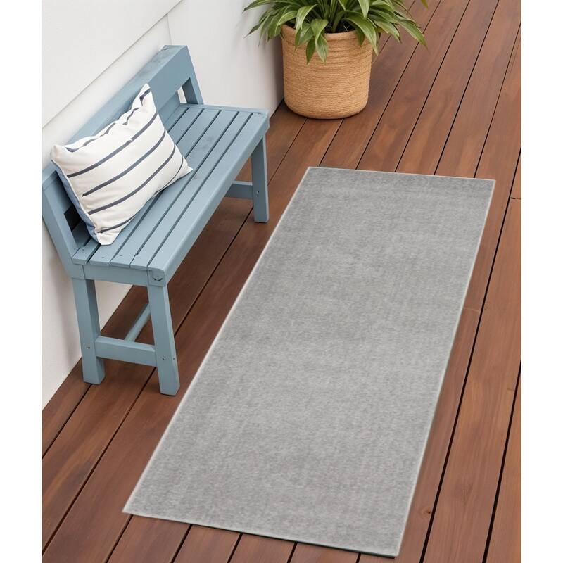 HomeRoots Contemporary Runner Outdoor Rug - 2' x 6' - Grey - 2' x 6'