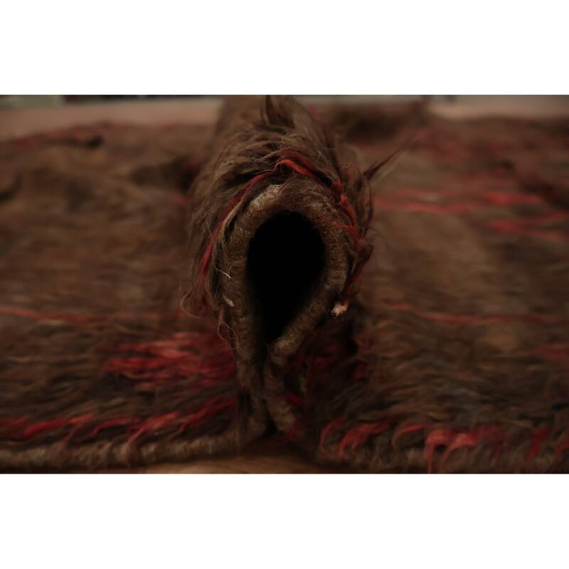 Hand Knotted Oriental 100% Wool Carpet Modern Tribal Brown Moroccan Area Rug - 9' 9'' X 6' 8''