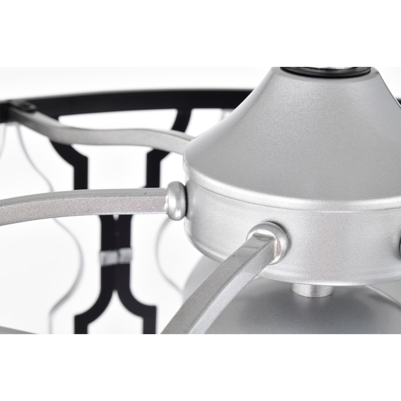 24-inch Silver and Matte Black 6 Lights 3 Blades Lighted Ceiling Fan with Remote