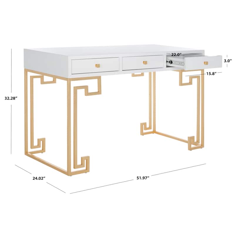 SAFAVIEH Couture Aiman Lacquer White/ Gold Writing Desk