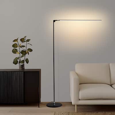 Brightech Libra 64.5 in. Classic Black Industrial Dimmable and Color Temperature Adjustable LED Floor Lamp