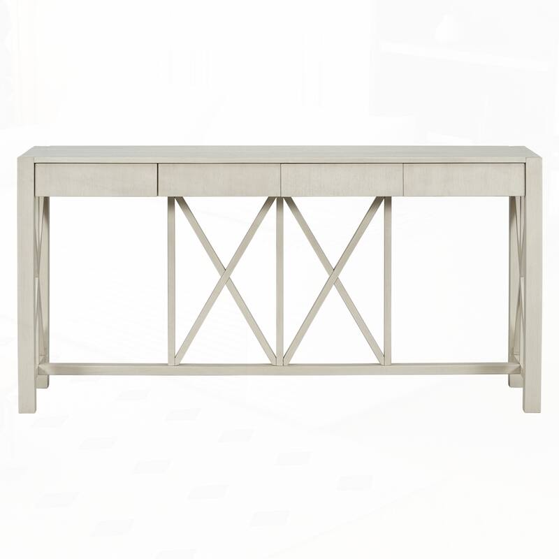 Crisscross Design Entryway Table with Open Bottom Storage