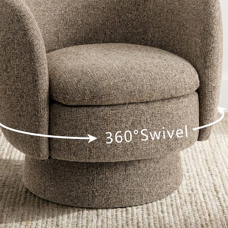 Upholstered 360 Swivel Barrel Accent Armchair(Set of 2)