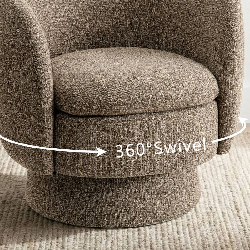 Upholstered 360 Swivel Barrel Accent Armchair