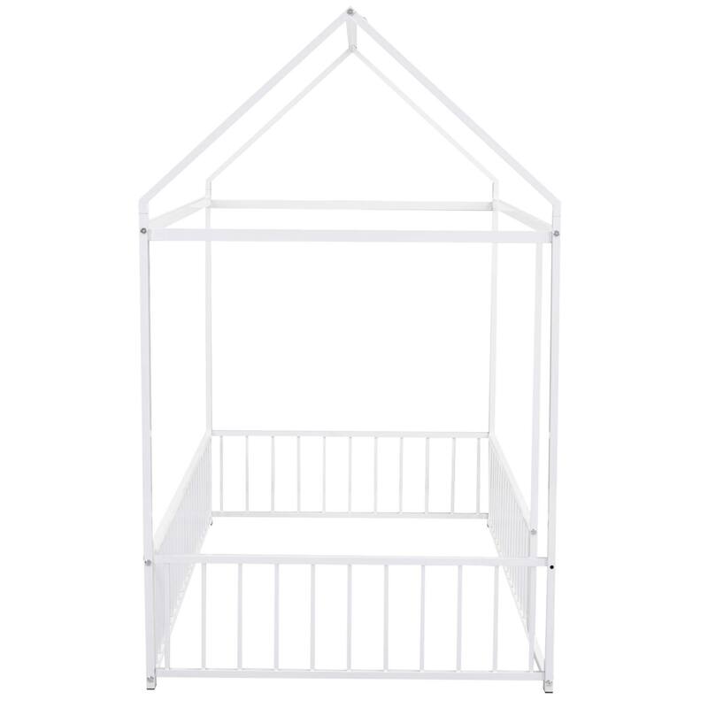 Metal Bed House Bed with Fence