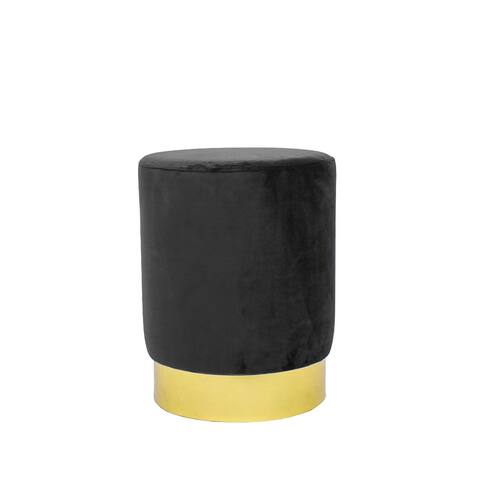 Modern Liam Round Black Velvet Ottoman