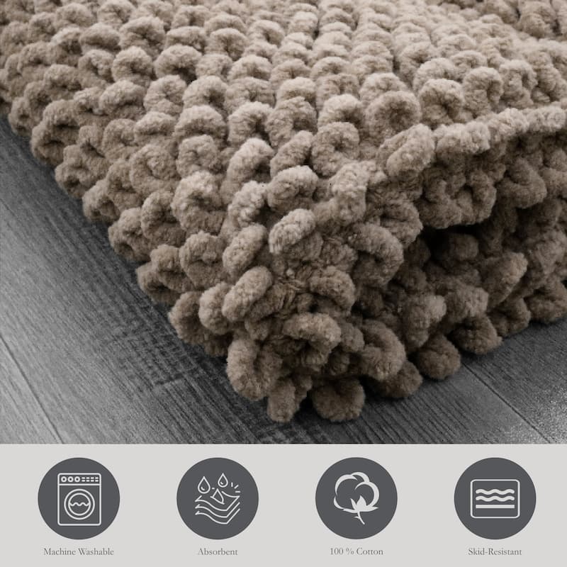 Sophie Border Ultra-plush Chenille Non-Slip Cotton Bath Mat (Set of 2)