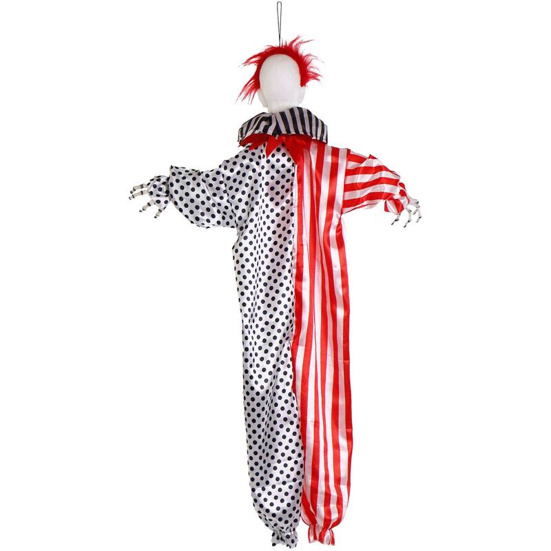 Haunted Hill Farm Yo-Yo the Floating Clown Animatronic with Blue Chest Light for Scary Hanging Halloween Decoration