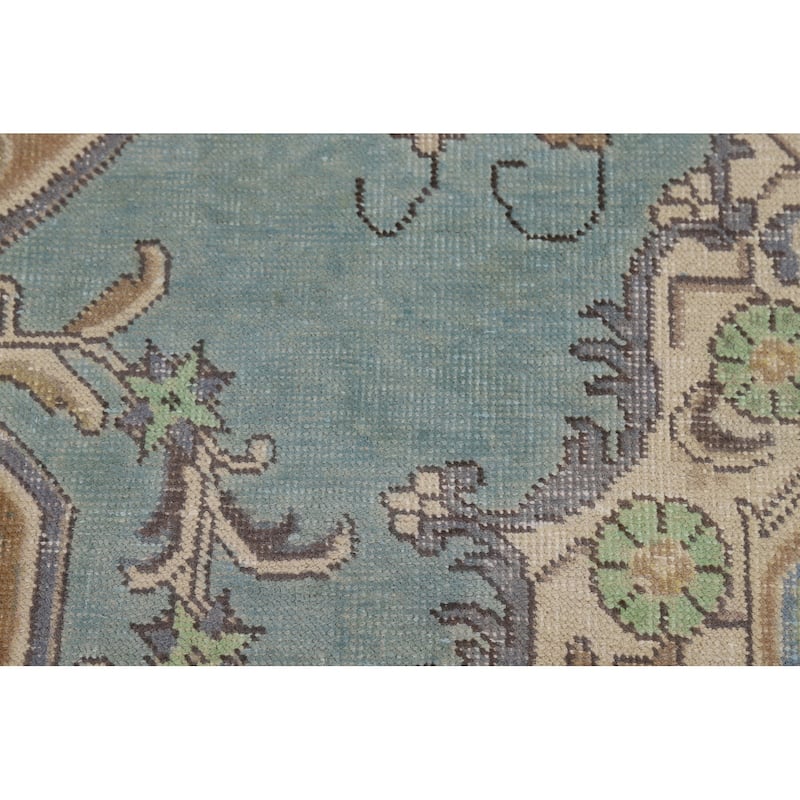 Geometric / Floral Tabriz Persian Area Rug Hand-Knotted Wool Carpet - 6'7"x 9'9"