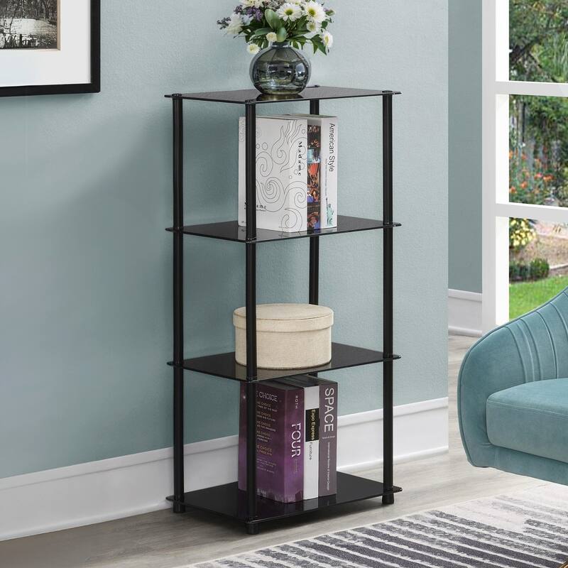 Convenience Concepts Designs2Go Classic Glass 4 Tier Tower - Black Glass