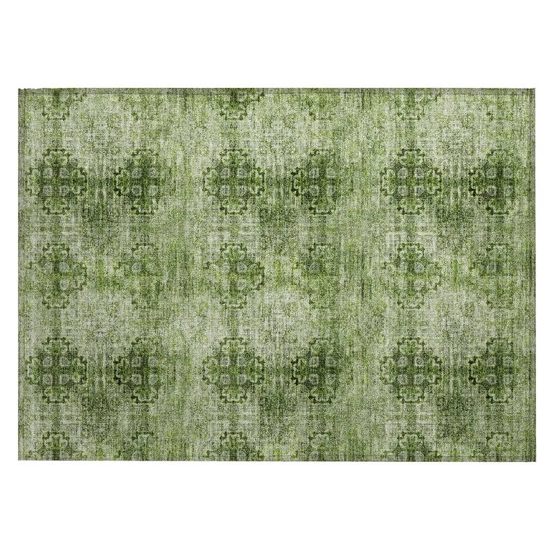 Almoro Graceful Floral Weather Resistant Timeless Fusion Runner Outdoor Rug - 2' x 3' - Green