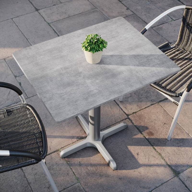 Commercial All-Weather HPL Tabletop with Crisscross Base - 29.75"W x 23.75"D x 31.25"H