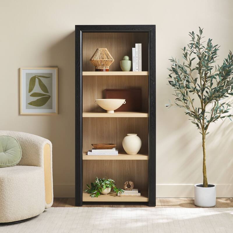 Walker Edison Modern Wood Open Bookshelf - Black